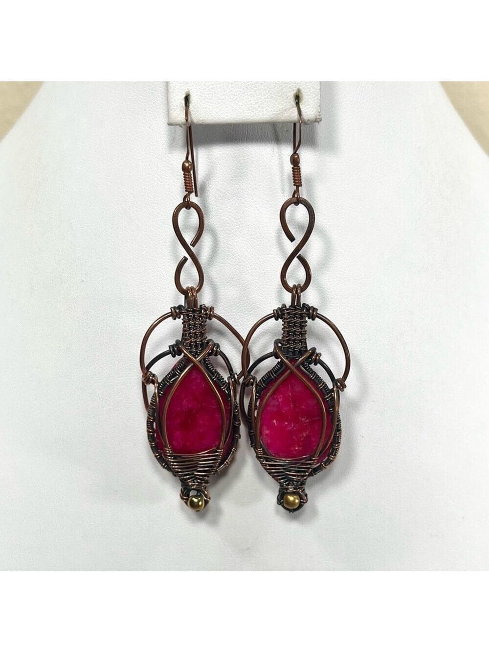 Copper Kimchi Ruby Vintage Style Gemstone Earrings